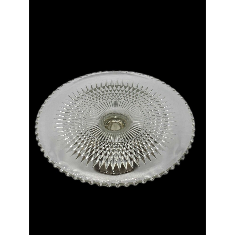 VTG. Duchin Creations Sterling Silver Base Jeannette Glass Anniversary CakeStand